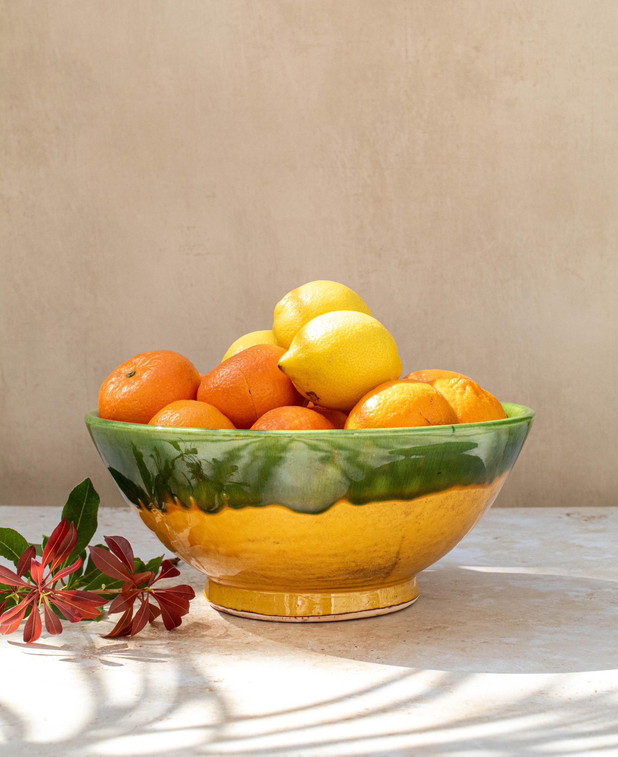 Handmade Moroccan Bowls – Green & Yellow Two-Tone Design