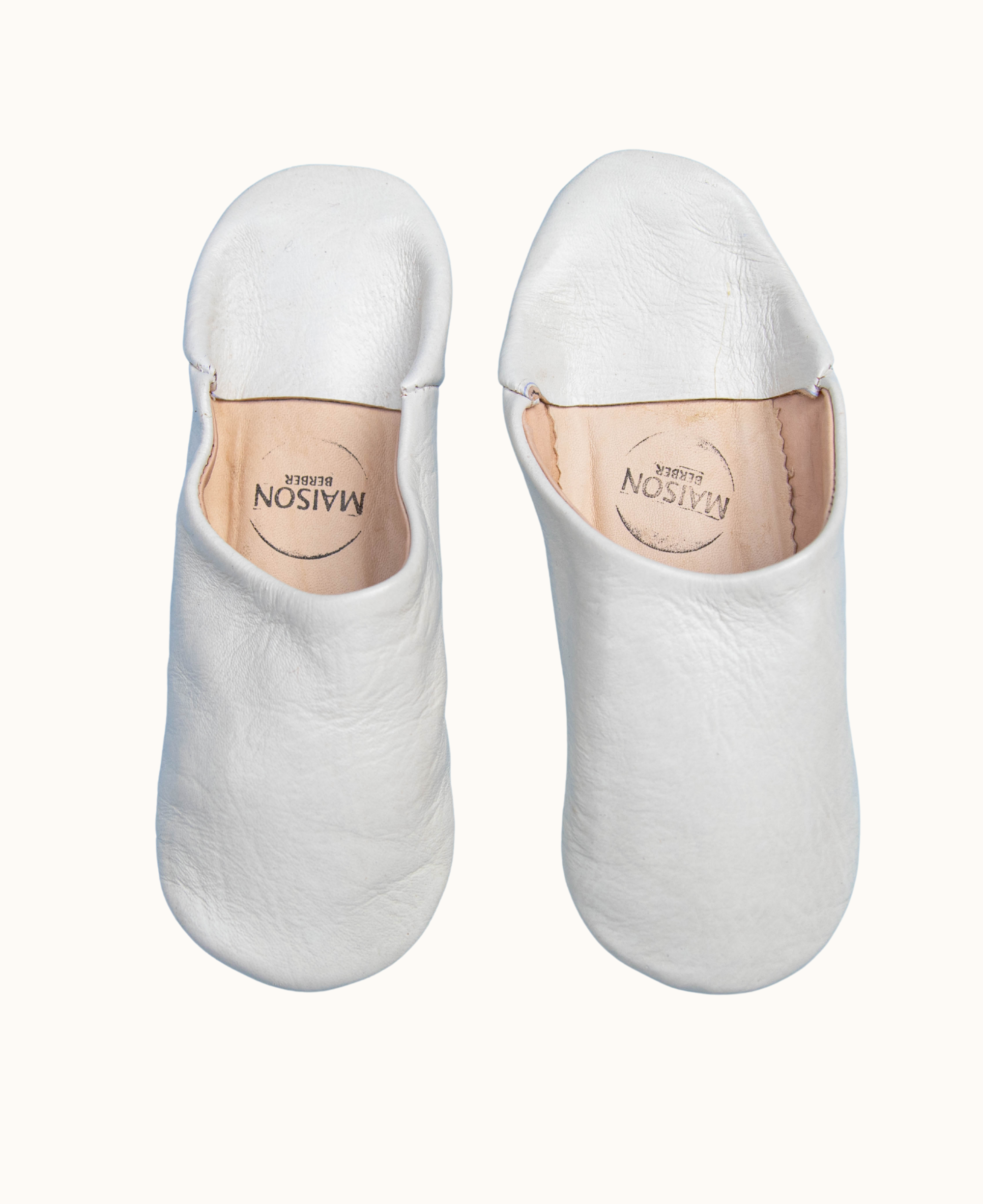 Moroccan Babouche Slippers, White