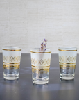 Moroccan Tea Set of 6 – Frosted & Gold Multicolored Glasses