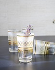 Moroccan Tea Set of 6 – Frosted & Gold Multicolored Glasses