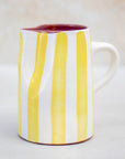 Handmade Striped Ceramic Pitcher - Yellow