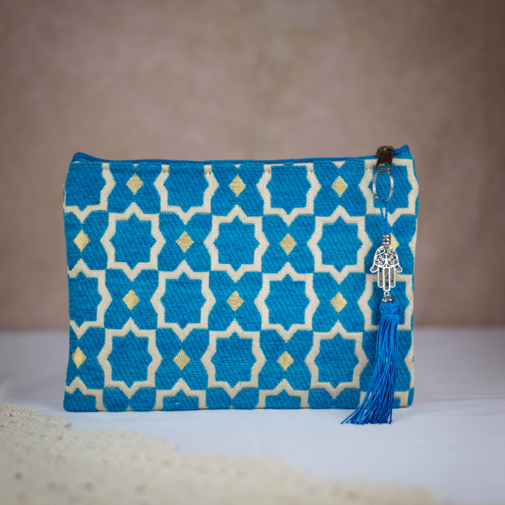 Tassel Clutch in Blue Sky - Sleek Party Purse with Zip
