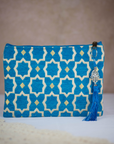 Tassel Clutch in Blue Sky - Sleek Party Purse with Zip