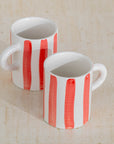 Handmade Striped Coffee Mug - Red