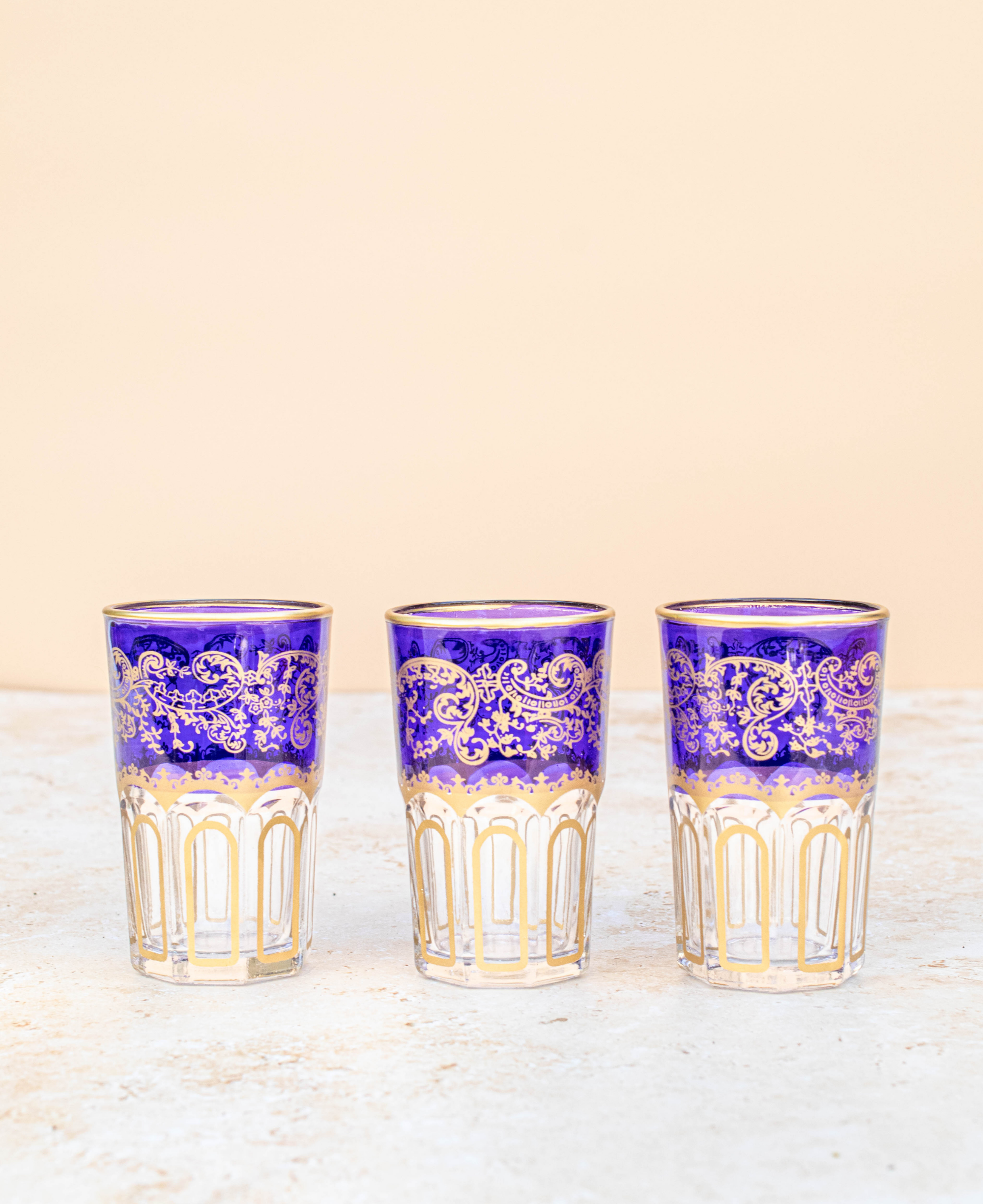 Set of 6 Moroccan Multicoloured Tea Glasses – Purple