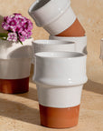 Beldi Ceramic Cup | Handmade White & Terracotta