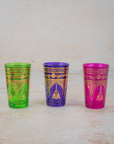 Set of 6 Authentic Moroccan Multicoloured Tea Glasses