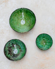 Close-up of Tamegroute green pottery bowl surface texture