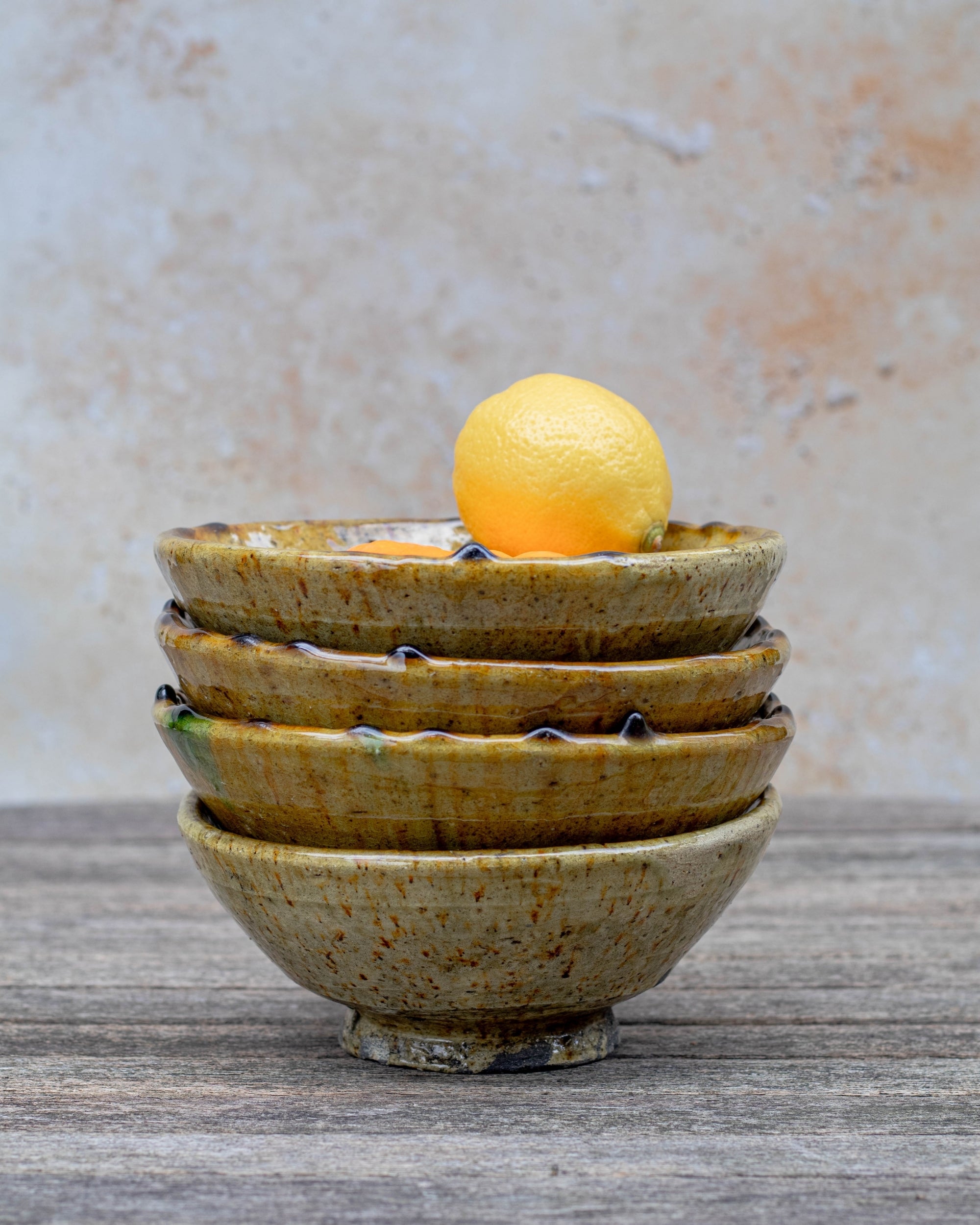 Detail shot of hand-applied glaze and artisan texture