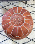 Moroccan Leather Pouffe Tan