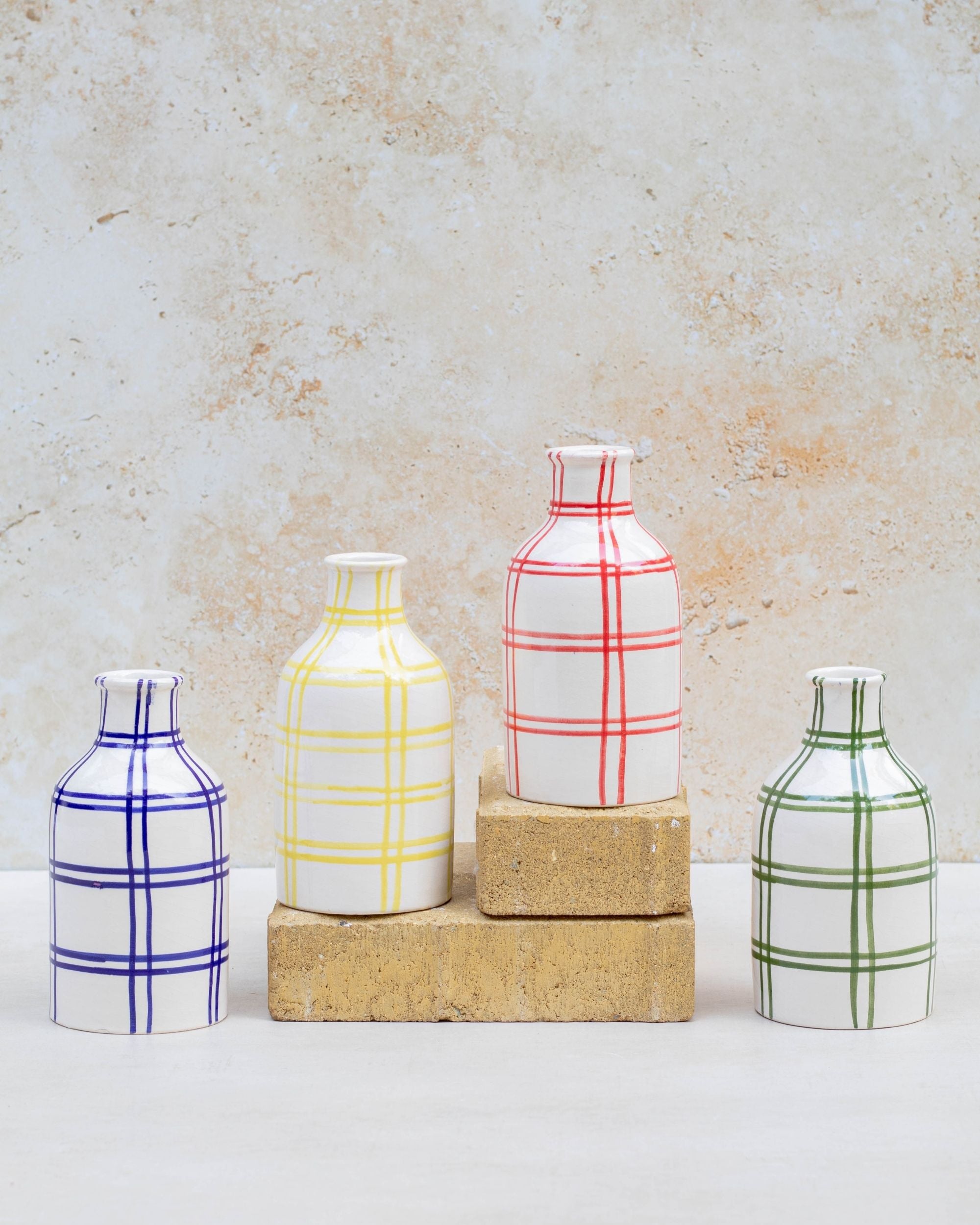 Four colourful ceramic vases from Morocco