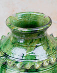 Green glazed ceramic vase with twin handles