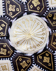 Group image brown and cream pouf with other colours from the Fes collection