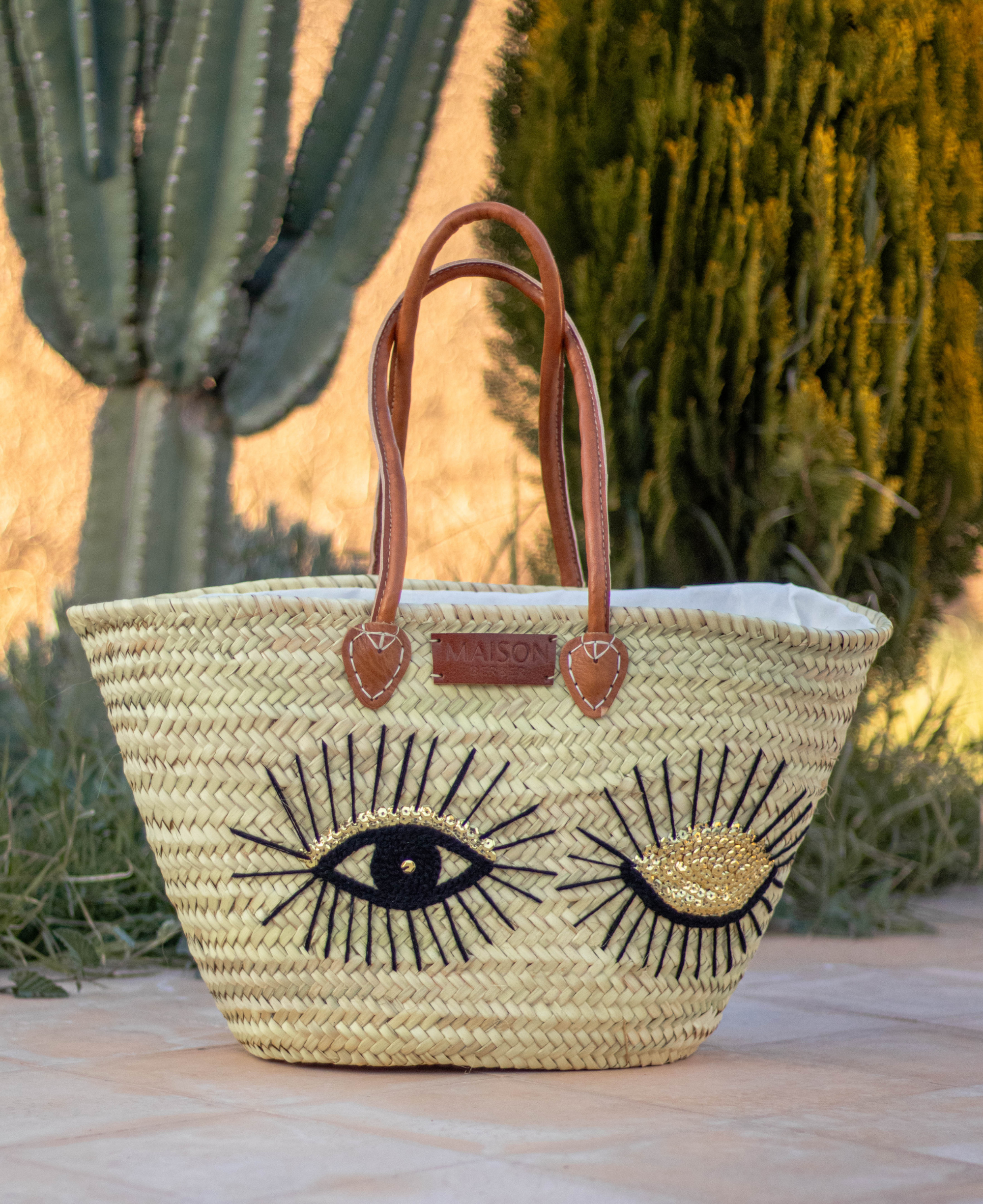 Hand Embroidered Market Basket