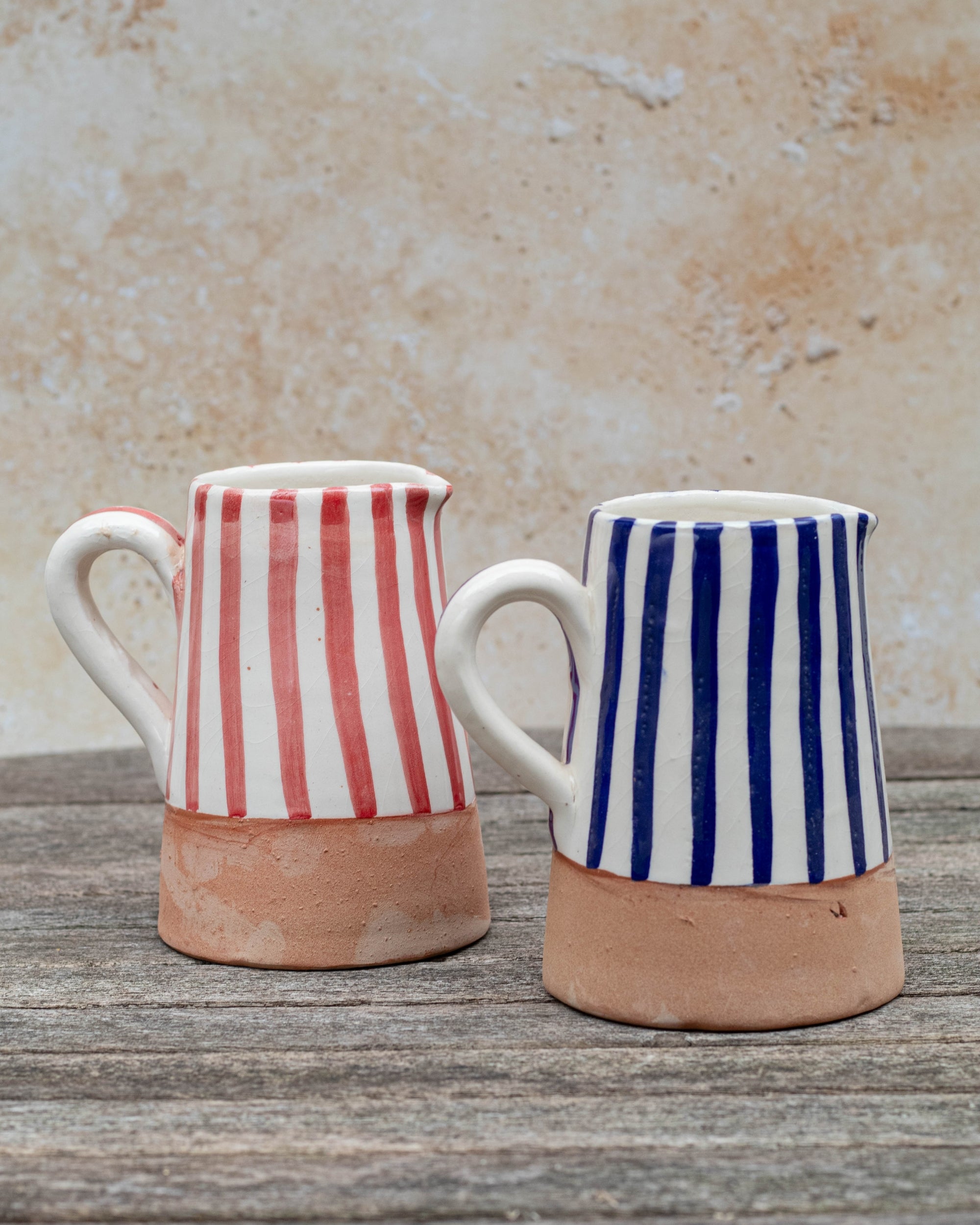 Handmade Ceramic Jug - blue - red
