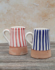 Handmade Ceramic Jug - blue - red