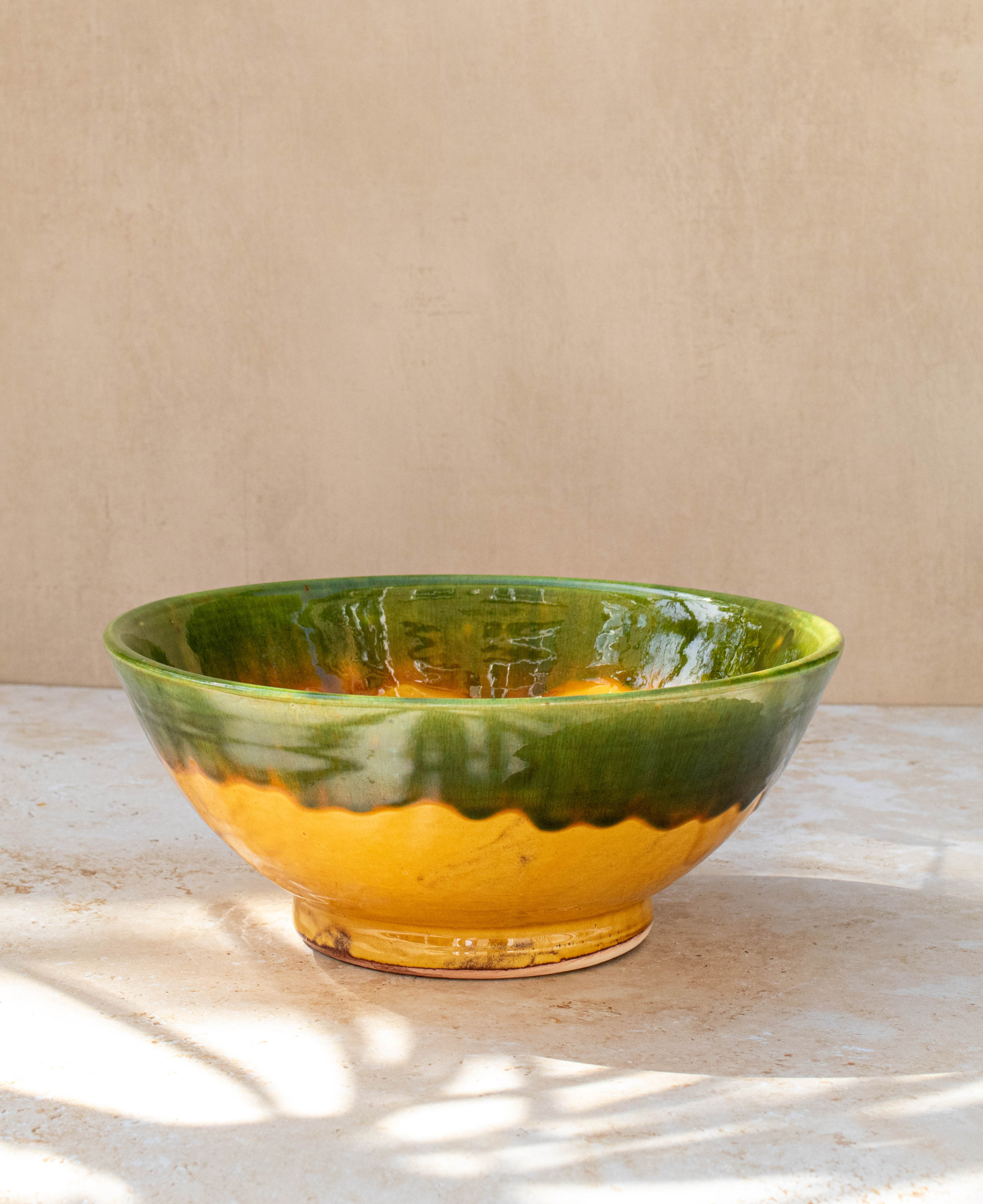 Handmade Moroccan Bowls – Green & Yellow Two-Tone Design