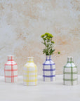 Handmade Moroccan checkered ceramic vases with flower