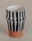 Handmade Striped Ceramic Tumbler - Black