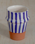 Handmade Striped Ceramic Tumbler - Blue