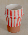 Handmade Striped Ceramic Tumbler - Red