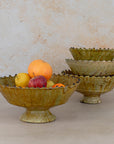 Handmade Tamegroute Pottery Pedestal Bowl - Ochre