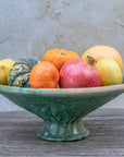 Handmade Tamegroute Sculptural Pedestal Bowl - Green