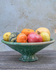 Handmade Tamegroute green pedestal bowl — Moroccan ceramic by Maison Berber