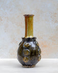 Handmade Tamegroute textured vase in ochre and brown — 40 cm