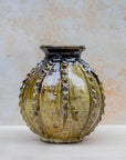 Handmade Tamegroute vase in ochre glaze — 30 cm