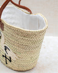 Leather handles and drawstring lining detail