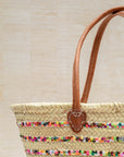 Leather handles and drawstring lining detail