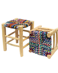 Moroccan Handmade Stool with Boucherouite