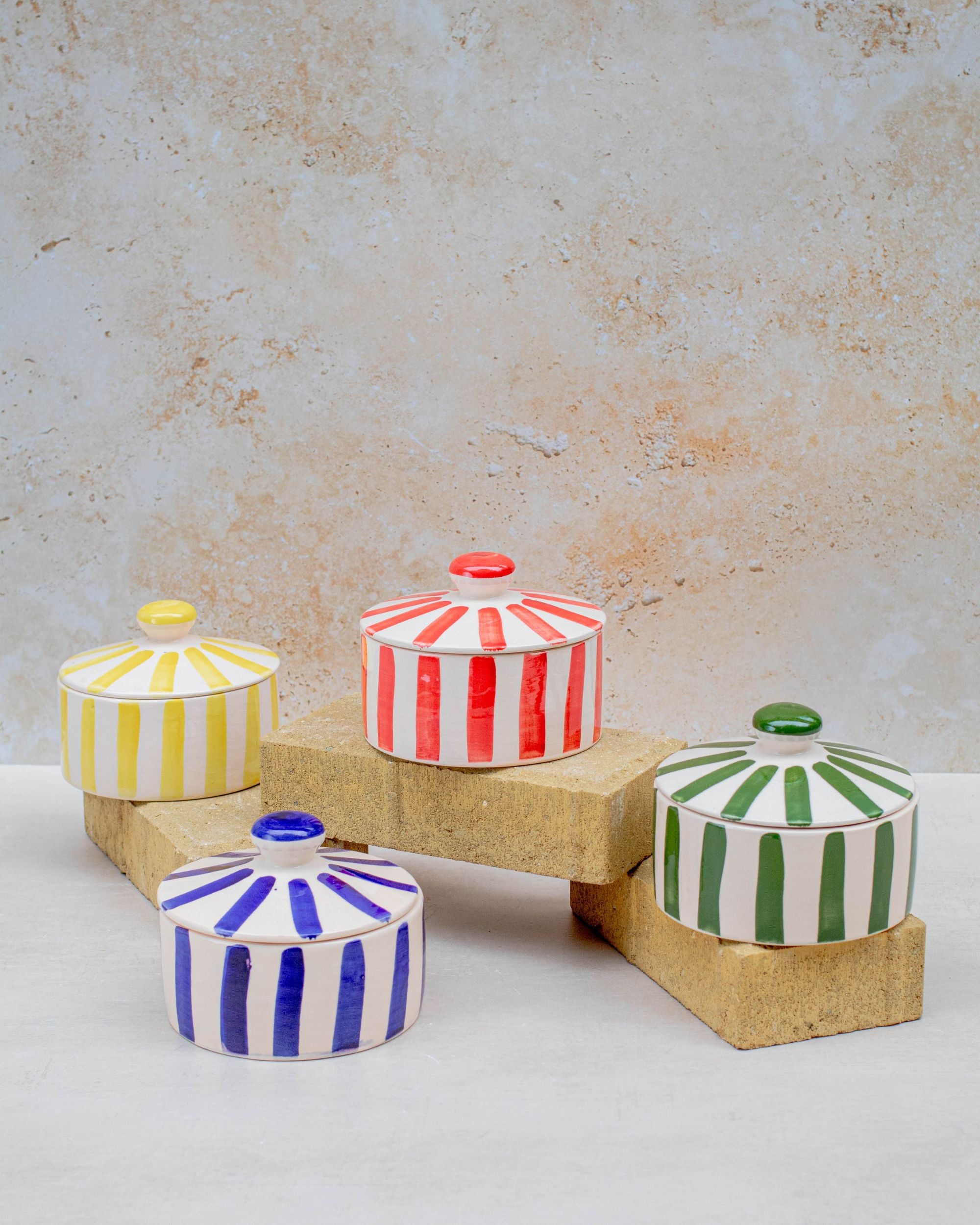 Moroccan Striped Lidded Pot