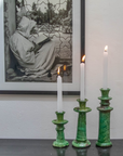 Moroccan Tamegroute Green Candlestick Holder Set of 3