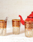 Moroccan Tea Glasses – Amber & Gold Set of 6
