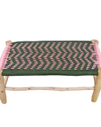 Moroccan wooden bench with braiding cord