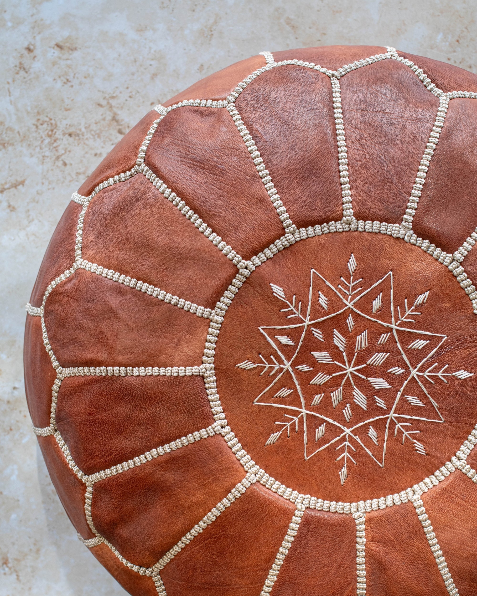 Natural tan pouf – concealed zip at base