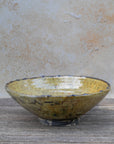 Ochre glazed Moroccan bowl front view in natural light