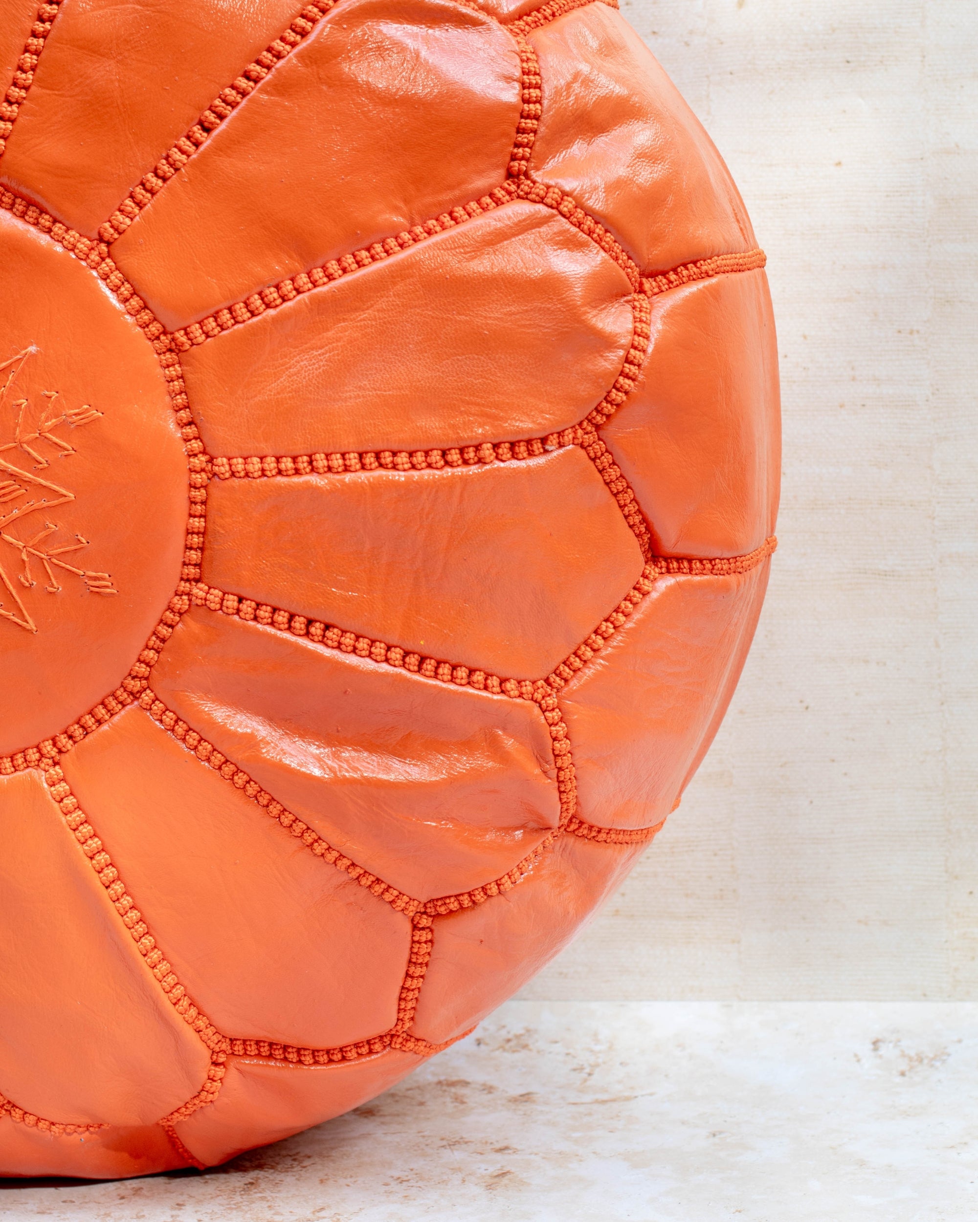 Orange pouf – concealed zip at base for easy filling