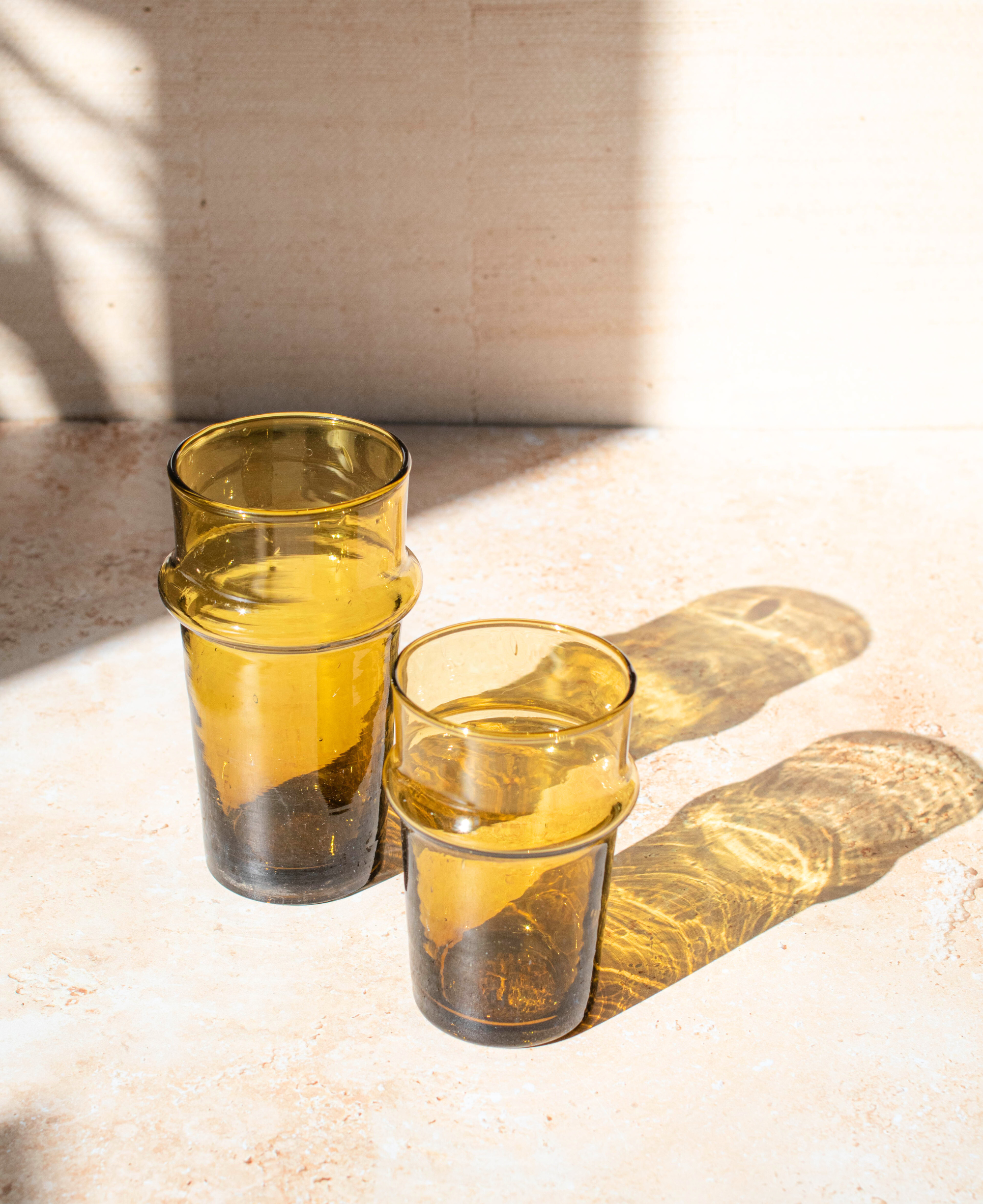Recycled Moroccan Amber Tumbler Glass, Set of 6