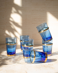 Recycled Moroccan Beldi Blue Tea Glasses Set