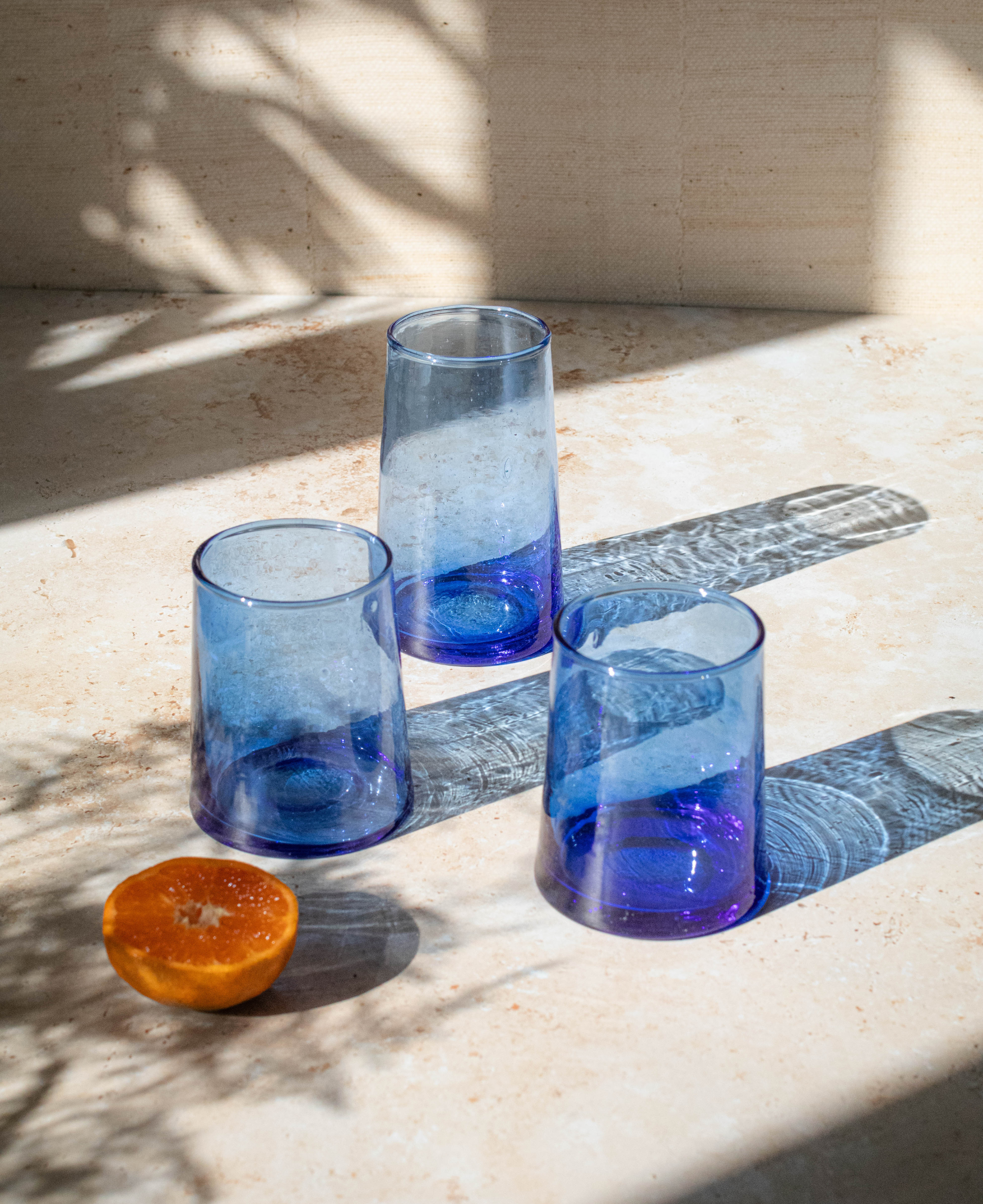 Recycled Moroccan Blue Tumbler/Highball Glass