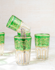 Set of 6 Handcrafted Green Moroccan Tea Glasses