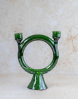 Tamegroute Shaded Green Ceramic Candlestick Holder