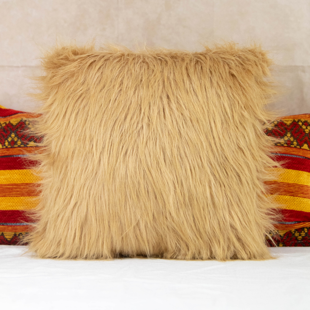 Gold faux fur pillow best sale