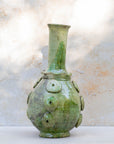 Tamegroute pale green relief vase handmade in Morocco