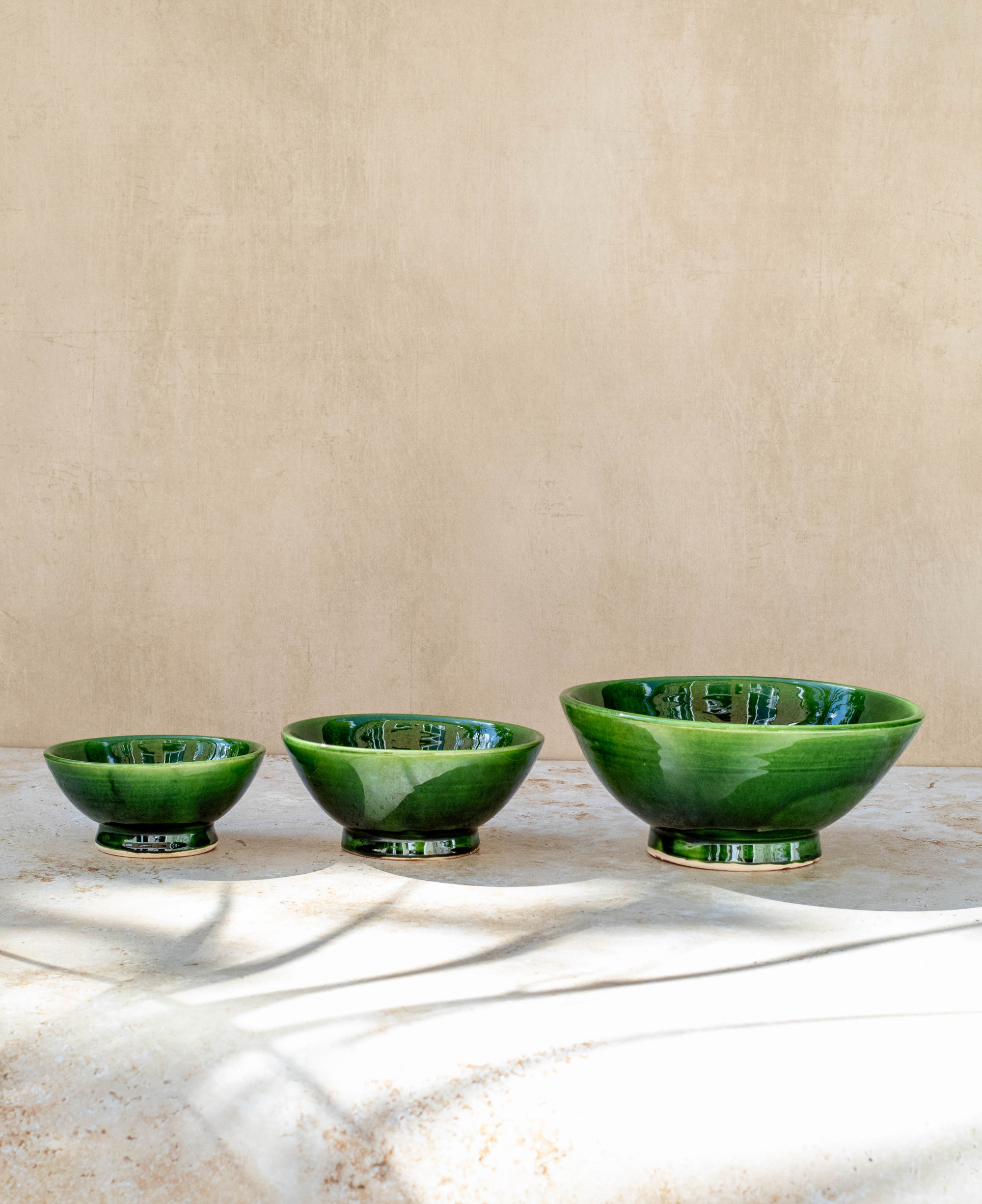 Tazekka Green Moroccan Ceramic Bowls