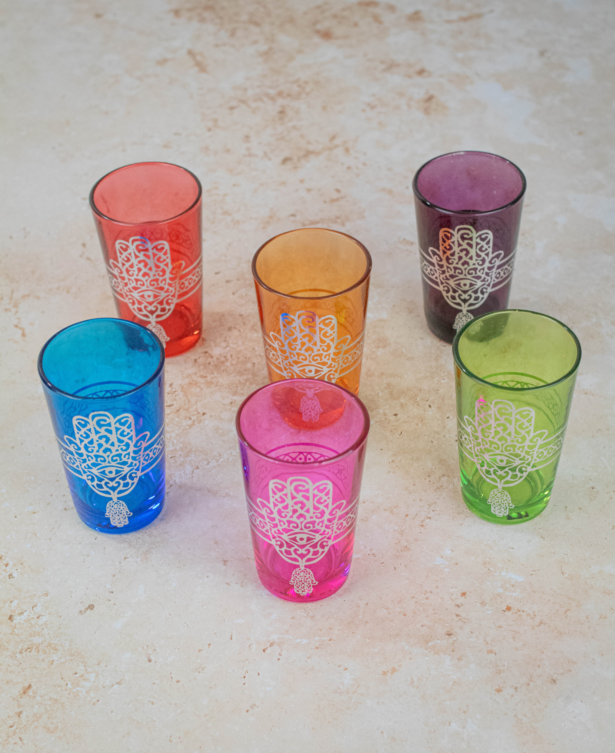 Moroccan Tea Glasses Multicoloured Set of 6