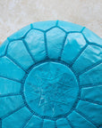 Teal blue pouf – concealed zip at base